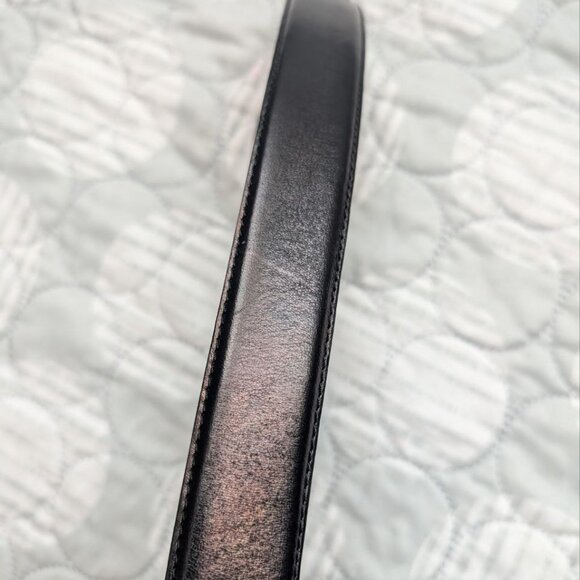 Fossil Black Leather Belt with Silver Metal Ornaments and Buckle Size L